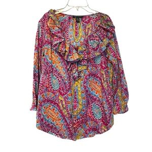RALPH LAUREN Paisley Top blouse Size L boho